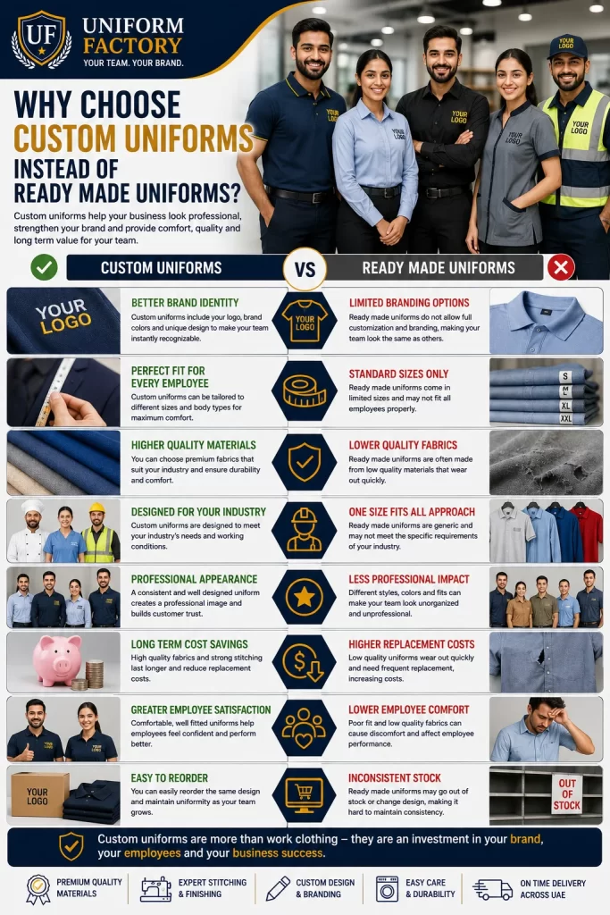 Professional uniform comparison infographic
